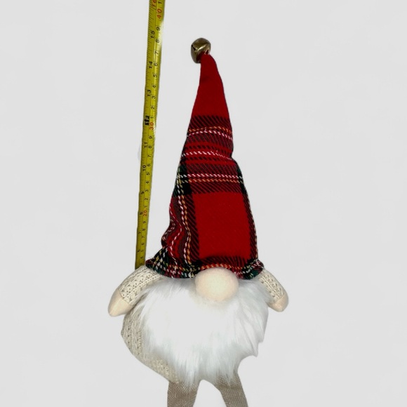 Sleigh Hill Gnome Christmas Holiday Plush, Plaid Hat, White Sweater 22”x10” - Picture 7 of 8